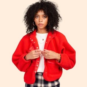 Free People Red Teddy Jacket